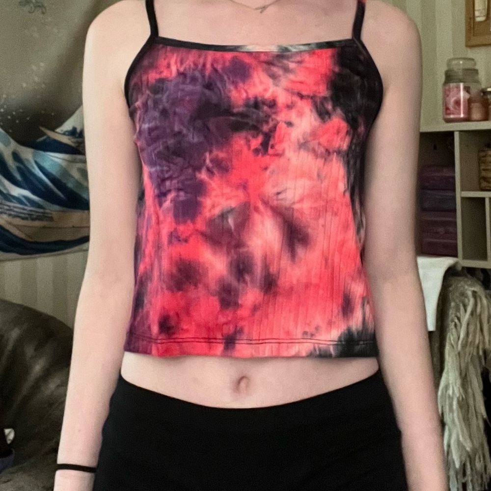 MIXOLOGY boutique pink and black tie dye tank top